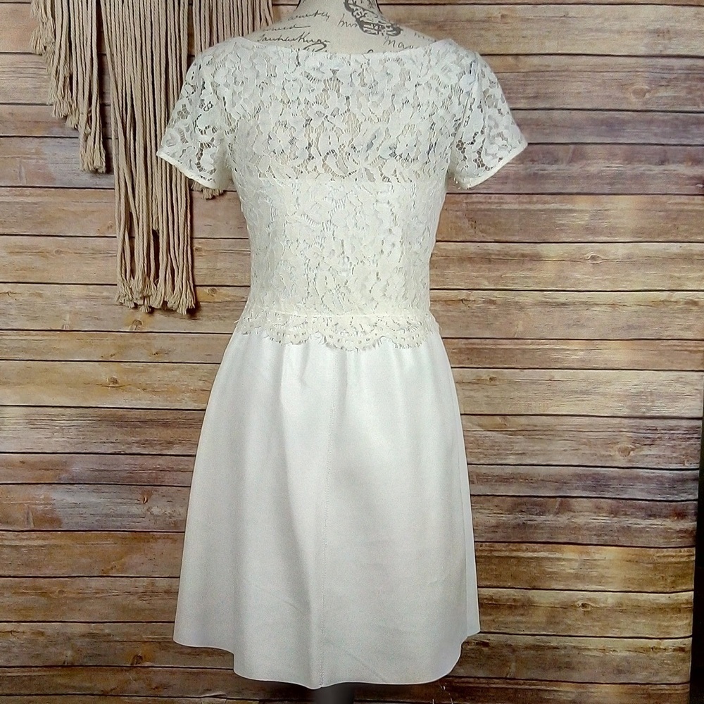 Revolve | Bailey 44 ‘Starry Sky’ White Lace Illusion Faux Leather Mini Dress - Picture 5 of 8